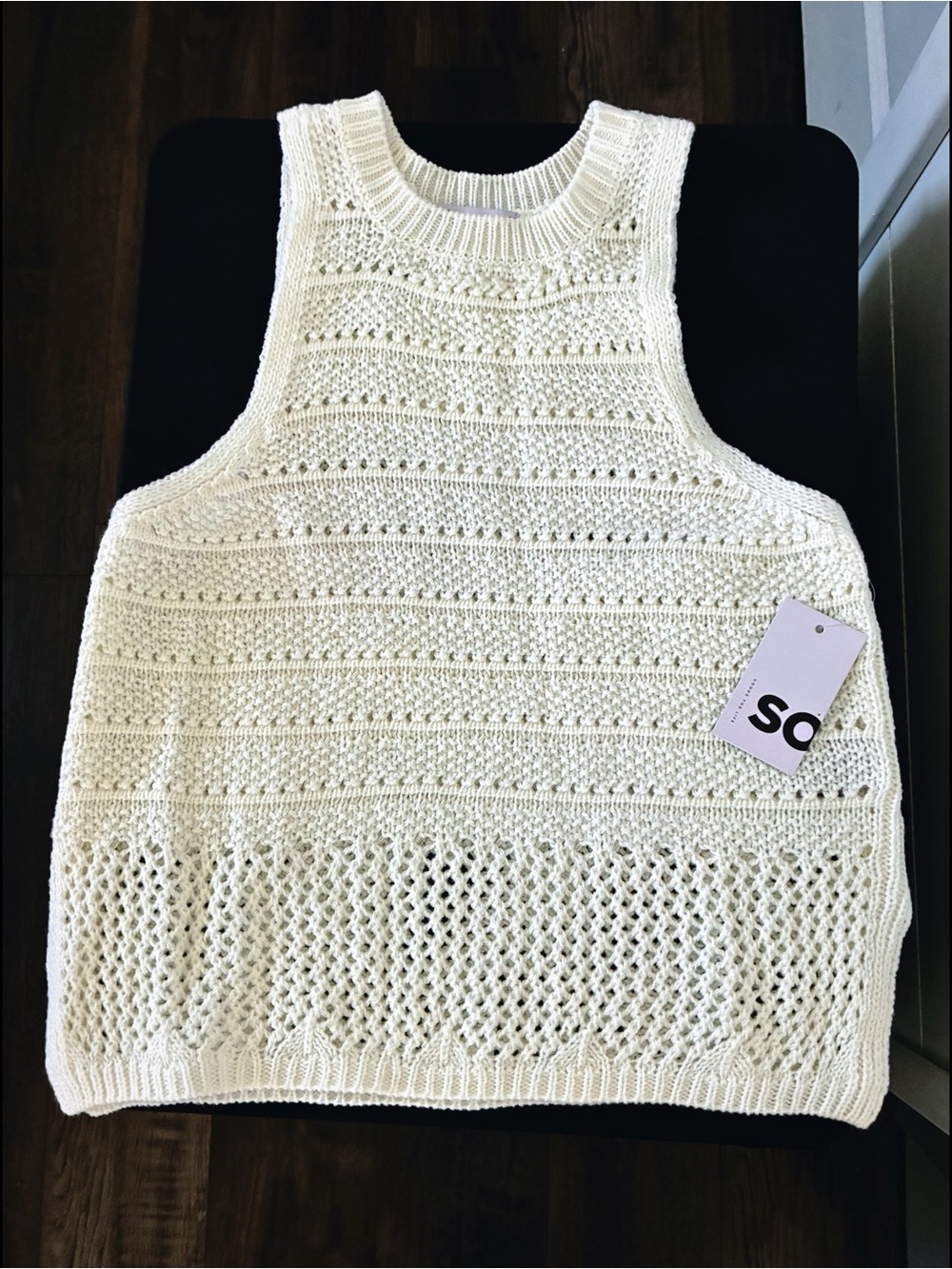 Kohl's SO Cream Crochet Knit Tank Top